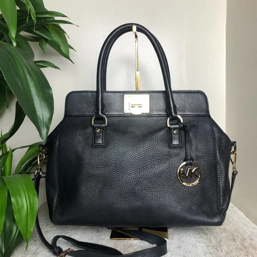 Michael Kors Black Leather Astrid Satchel - Picture 1 of 16